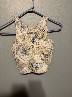 Athleta Multi-Color Floral High-Neck Crop Tank